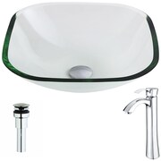 ANZZI Cadenza Deco-Glass Vessel Sink in Clear with Harmony Faucet in Chrome LSAZ074-095